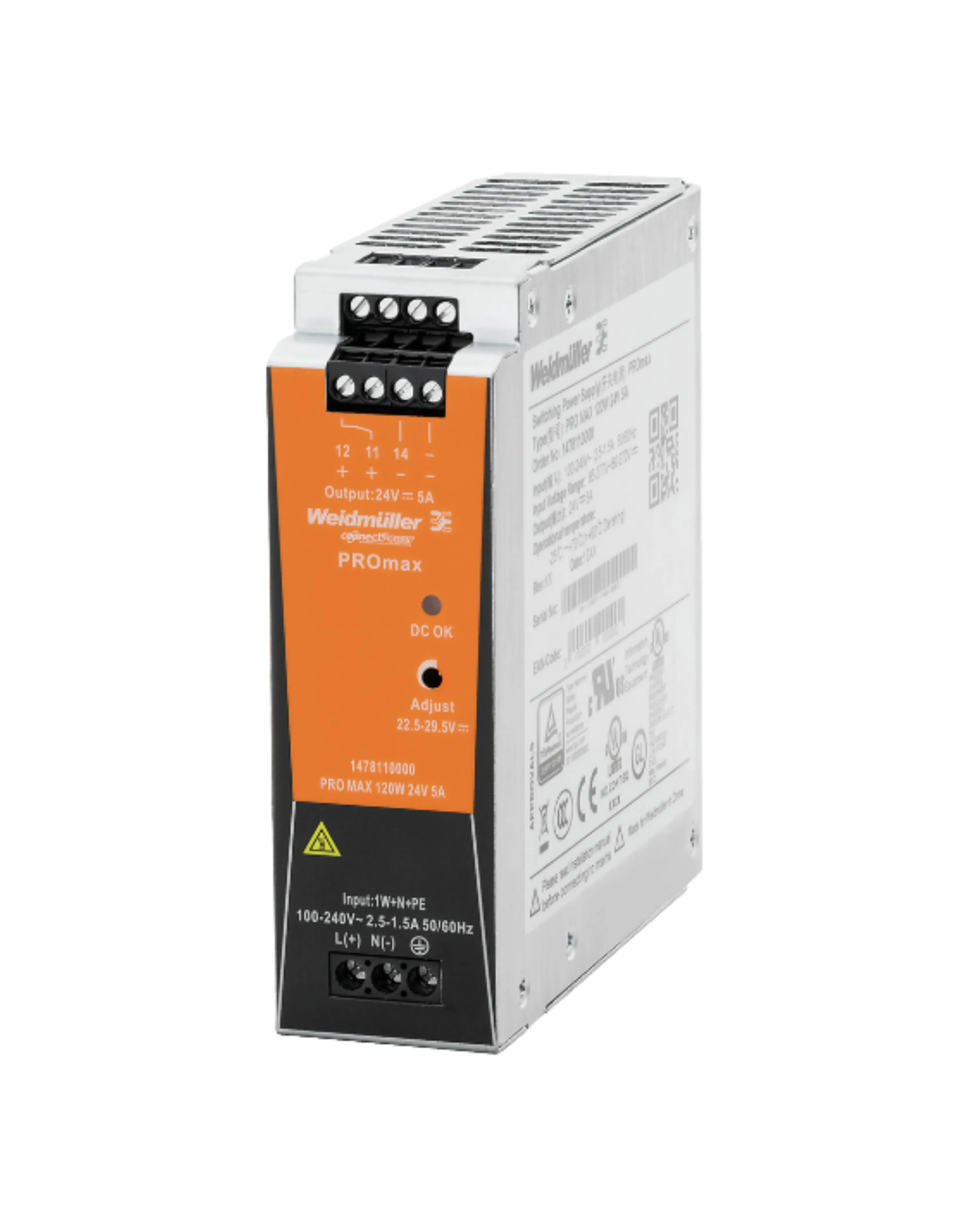 Lenze EZVA024005BB000000 Power Supply Unit, 230VAC to 24VDC 5A — Lenze Drives – Motors – Circuits Protection